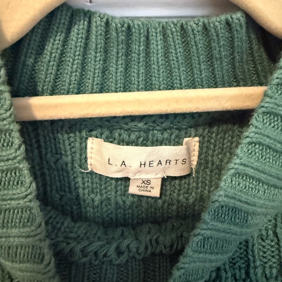 La Hearts Teal Knit Sweater - Picture 2 of 3